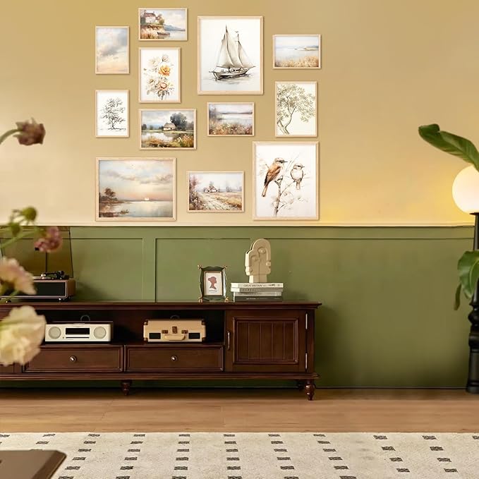 Aroutde Vintage Wall Art Prints Spring French Country Wall Decor Countryside Landscape Painting Canvas Wall Art French Farmhouse Pictures for Bedroom Living Room Gallery Wall Art Set of 12 (Unframed)