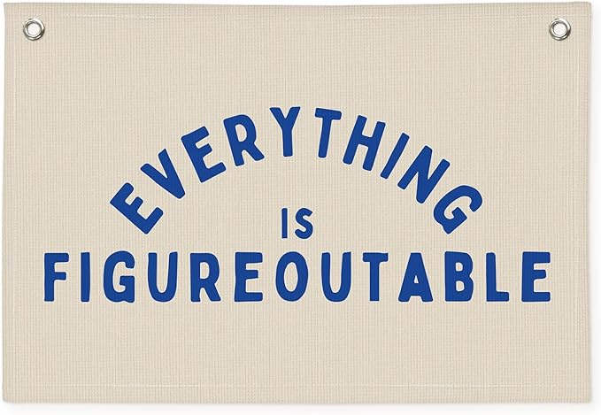 Everything is Figureoutable Inspirational Wall Decor, Motivational Classroom Wall Decor, Classroom Linen Canvas Banner Hanging Flag, 20x30 Inch - Blue