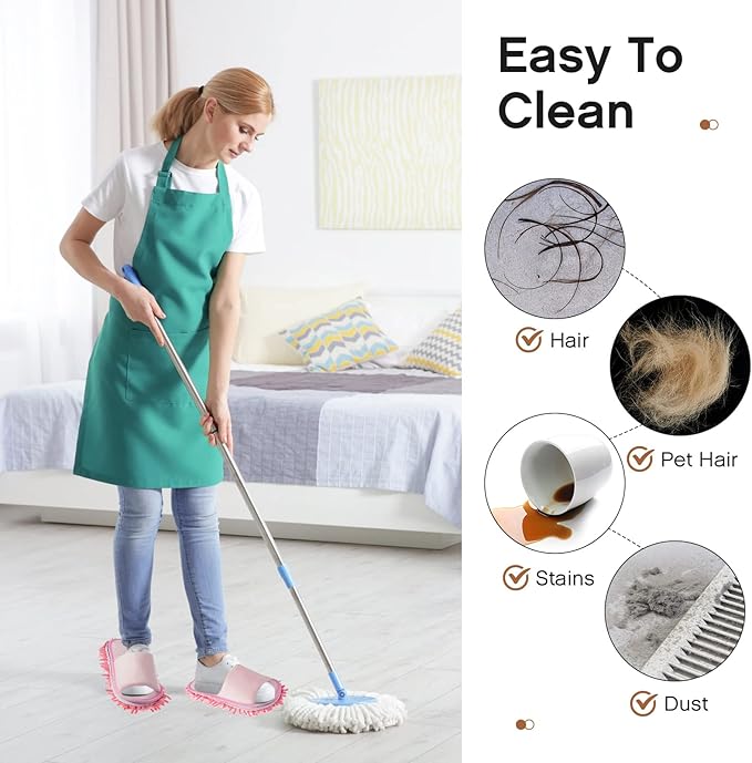 Jecery 4 Pair Washable Microfiber Mop Slippers Detachable Dusting Shoes for Floor Cleaning, Office & Home Use Suitable for Women & Men(Black, Pink, Beige, Gray,L Size)