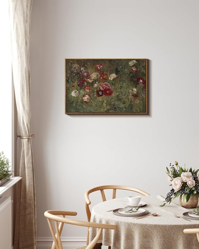 InSimSea Framed Canvas Wall Art Vintage Decor, Flowers Large Wall Art Prints, Flowers Art Modern Farmhouse Decor, Botanical Painting for Office, Bedroom Bathroom Home Decor, 20"x30"