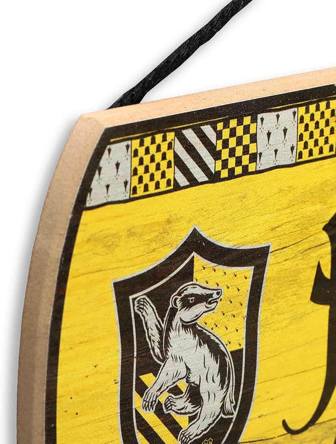 Harry Potter Hufflepuff Common Room Hanging Wood Wall Decor - Fun Hufflepuff Sign for Teen Bedroom or Movie Room