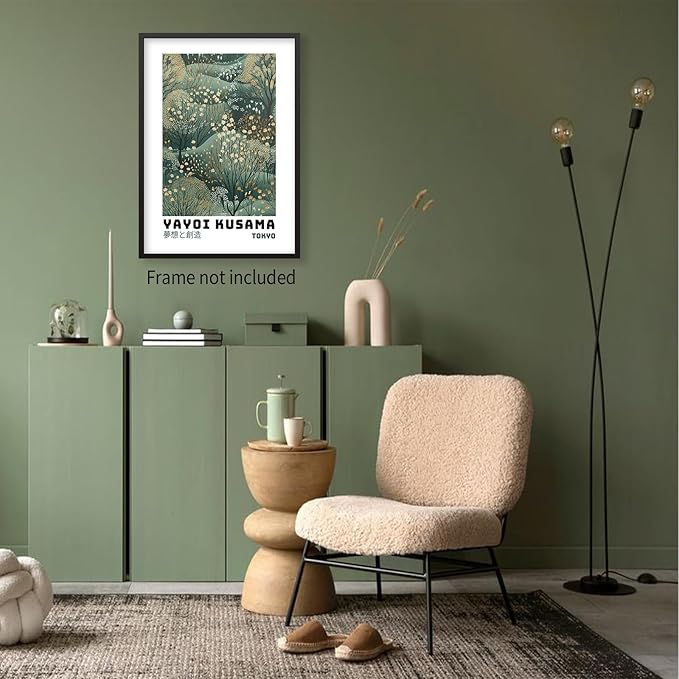 Yayoi Kusama Inspired Poster Japanese Botanical Wall Art Abstract Yayoi Kusama Print Modern Ukiyo-e Japanese Gallery Wall Decor 12x16in Unframed for Home Bedroom Decorations