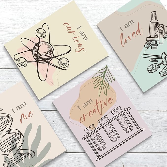 CHDITB Boho Science Wall Decor, Chemical Microscope Framed Canvas Wall Art Set, Funny Scientific Inspiring Quote Artwork Painting, Inspiring Quote Art Prints For Kids Room Nursery Decor(12X16 Inch)