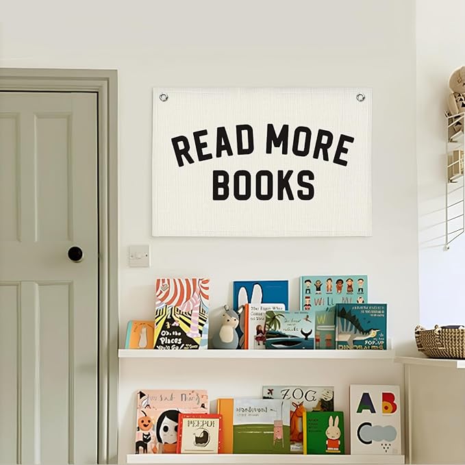 Lacama Classroom Decor Reading Corner Sign,Read More Books Banner Flags,Reading Nook Decor,Positive Affirmations Wall Decor Hanging Banner Flag,30x20 Inch