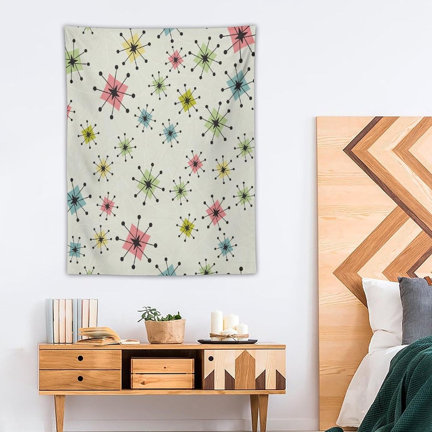 ICMOLYYENLO Abstract Cat Tapestry, Medieval Abstract Atomic Star Cat Vintage Home Wall Hanging Art Tapestry for Bedroom Living Room Dormitory 60x60 Inch