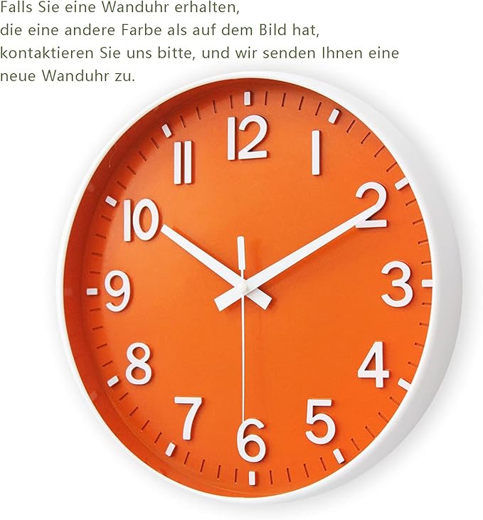 HZDHCLH Wall Clocks Battery Operated,12 inch Silent Non Ticking Modern Wall Clock for Living Room Bedroom Kitchen Office Classroom Decor (Orange & White)