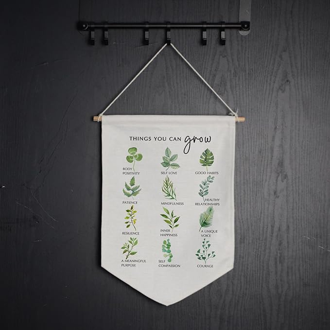 Things You Can Grow Wall Hanging Banners, Self Growth, Mental Health Poster, Mindfulness Therapy Counseling Office Decor Therapist, Pennant Style Banners, Office Wall Hanging Banner Decor