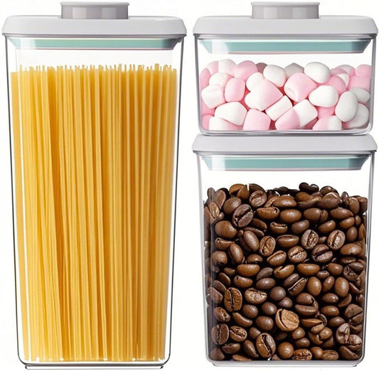 Pop Containers with Lids - Stackable Airtight Food Storage, Kitchen Pantry Storage Containers for Snacks Candy Salt Herbs Spices BPA-Free (500ML+1200ML+1800ML)