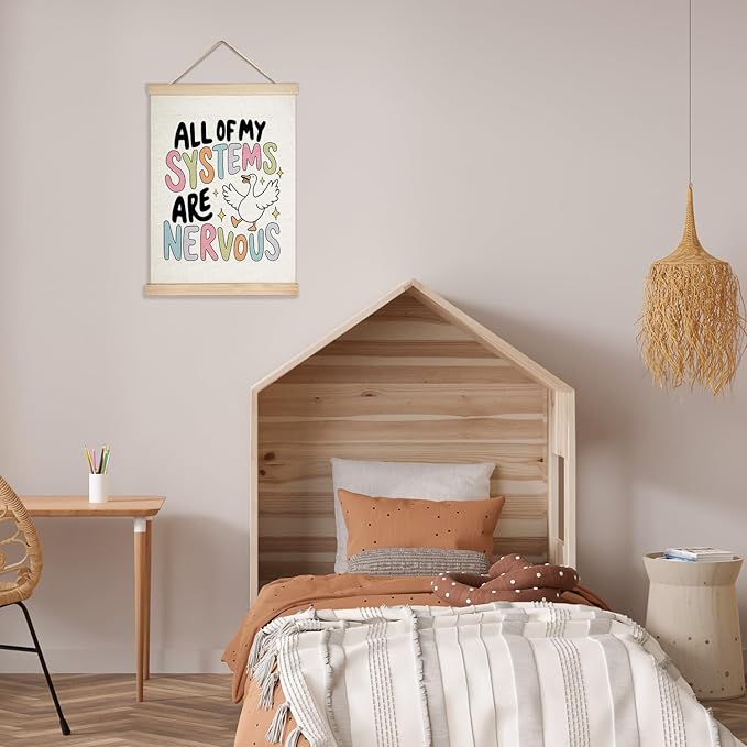 LZYRF Silly Goose Mental Health Wall Art, Therapy Office Decor, All of My Systems Are Nervous Goose Canvas Prints Wall Decor for Therapist Counselor Calming Office, 12x16 Inch