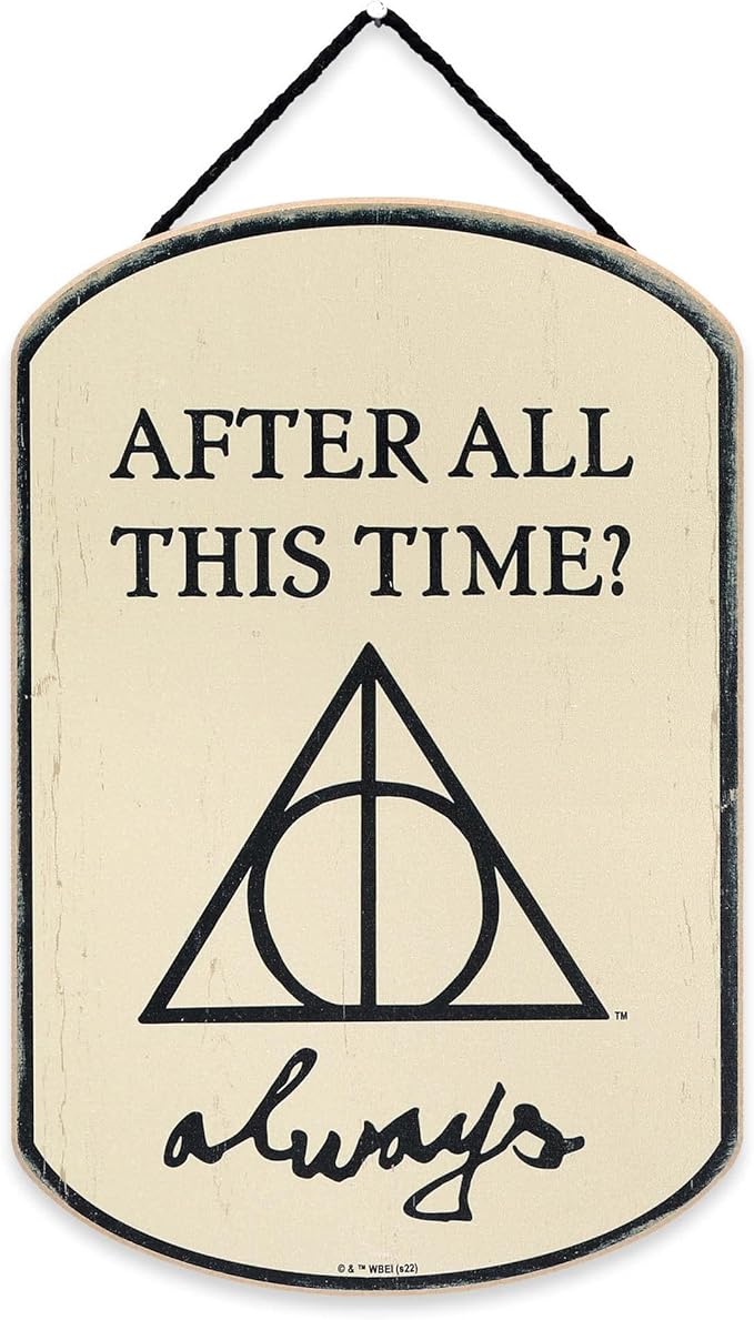 Harry Potter After All This Time Hanging Wood Wall Decor With Deathly Hallows Symbol - Vintage Harry Potter Sign