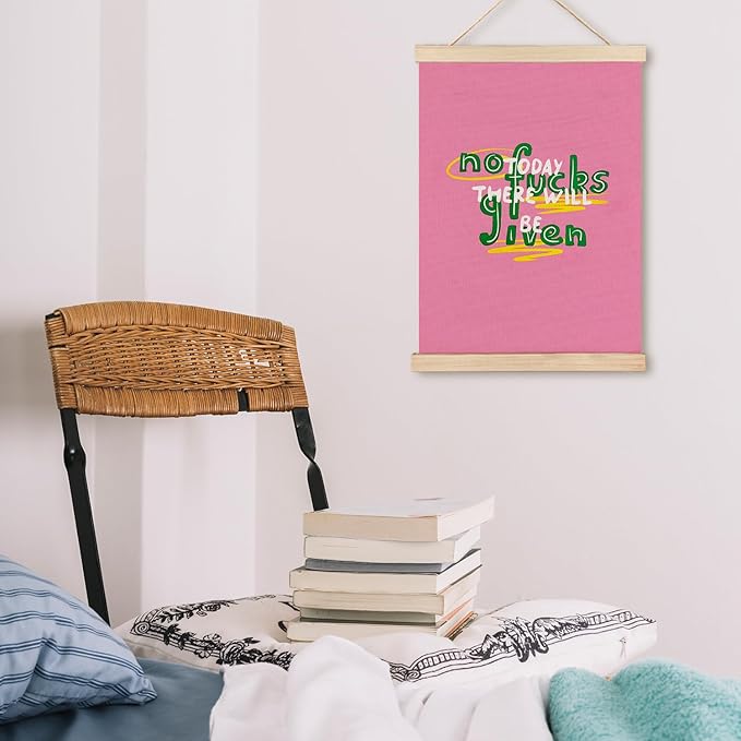 LZYRF Pink Funny Motivational Wall Art Poster Framed, Trendy Retro Adult Humor Inspirational Canvas Prints Wall Decor for Home Living Room Dorm Apartment, 12x16 Inch
