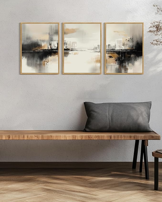 Drsoum Boho Plant Wall Art Framed Bohemian Wall Decor Abstract Geometry Artwork Hallway Bedroom Home Office Prints Ready to Hang 12x16in Natural Framed
