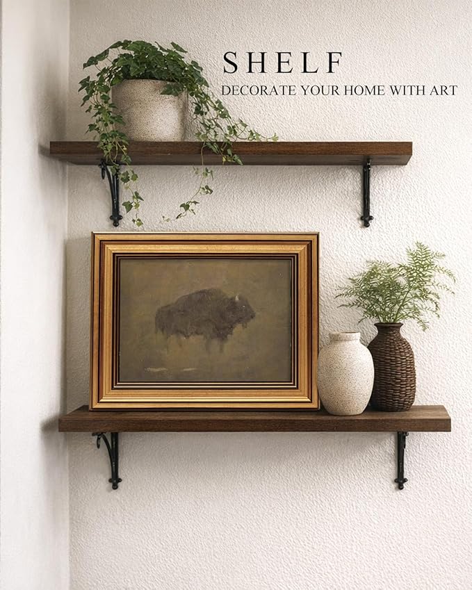 HUARCEY Gold Framed Canvas Wall Art, Retro Bison Picture Decor, Bedroom Bathroom Kitchen Farmhouse Decor, Moody Rustic Vintage Canvas Paintings, 8x10inch