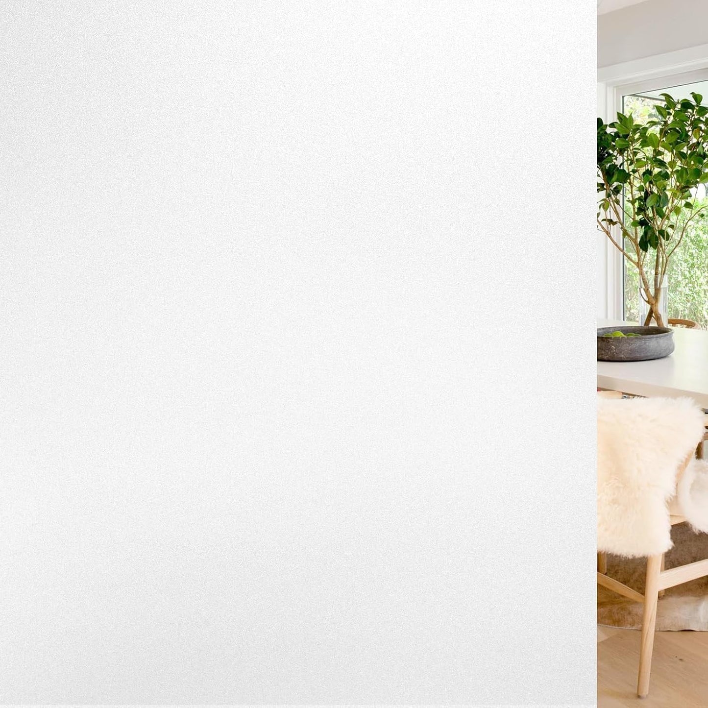 rabbitgoo Window Privacy Film, Non-Adhesive Frosted Glass Window Film for Bathroom, Static Cling Heat Blocking Stickers for Home Indoor Opaque Frosting Coverings House Tint, Matte White 23.6"x 118.1"