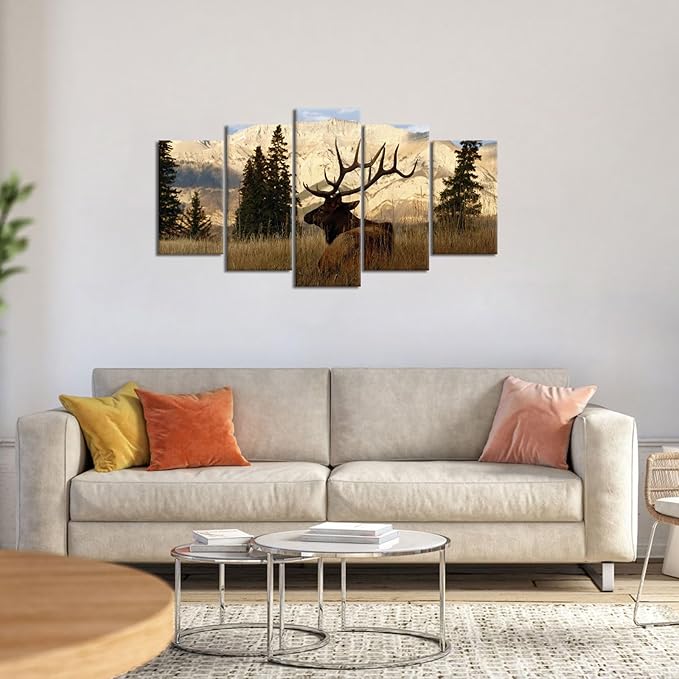 VVOVV Wall Decor - Deer In Autumn Forest Painting Giclee Prints Wildlife Pictures Animal Elk Poster Canvas Art Wall Decor Modern Framed Artwork