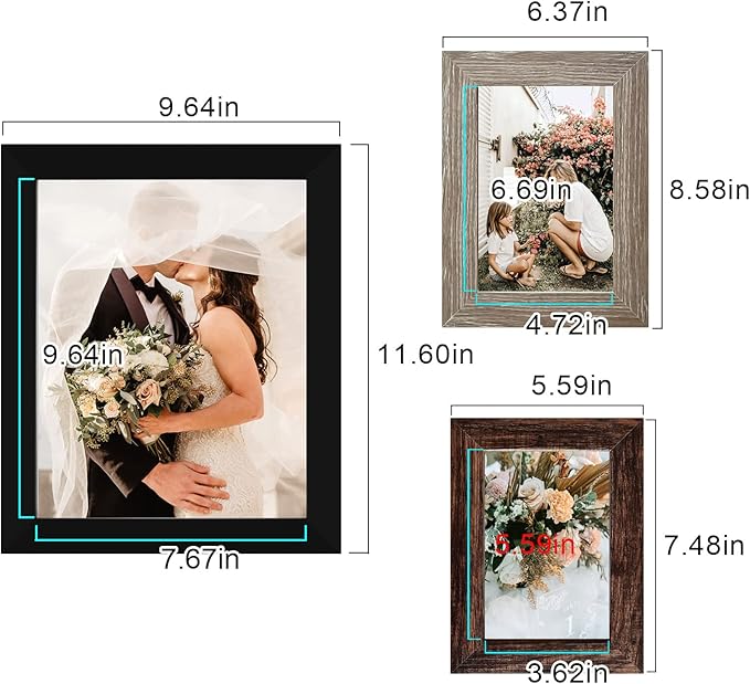 LUCKYLIFE Picture Frames Collage Wall Decor 10-Pack, Gallery Wall Frame Set with 8x10 5x7 4x6 Frames in 3 Different Finishes