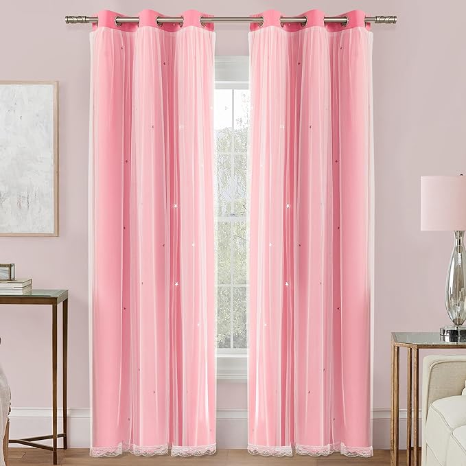 XiDi Curtains for Bedroom Decor Pink34/90/1 US