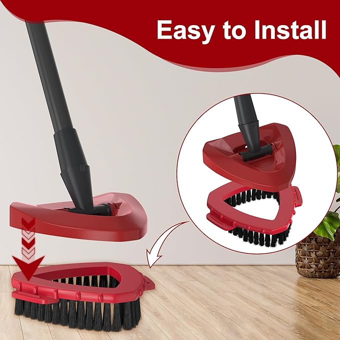 Aifacay 2-Pack Spin Mop Scrub Brush Replacement Heads Compatible with O-Cedar RinseClean 2-Tank System, Triangular Hard-Bristle Scrubber Mop Head for Kitchen and Bathroom Deep Cleaning