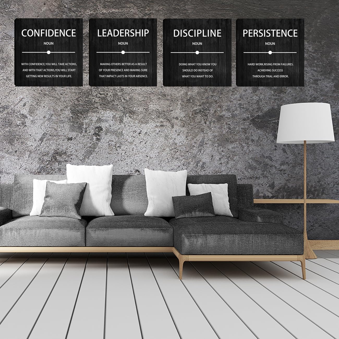 4 Pieces Motivational Wall Art Inspirational Office Quotes Wall Decor Success Quotes Wall Decor Artwork for Living Room Bedroom Home Office Wall Decoration Artwork 20”X20”X4