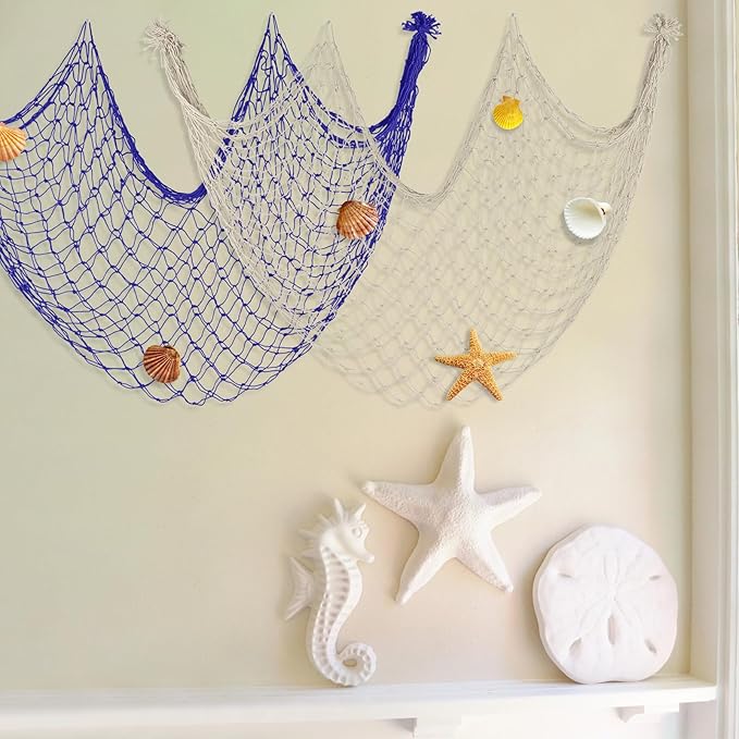 2 Pack Fish Net Decorations for Party