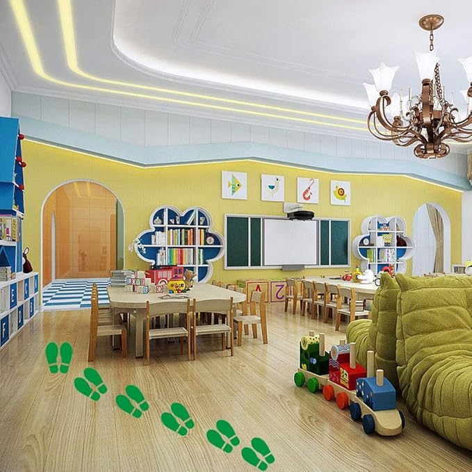 Finduat 20 Pairs 40 Prints Green Kids Size Shoes Footprint Stickers Decals, Floor Wall Stairs to Guide Directions for School, Dance Studio, Floor Stickers St. Patrick's Day Party Decoration