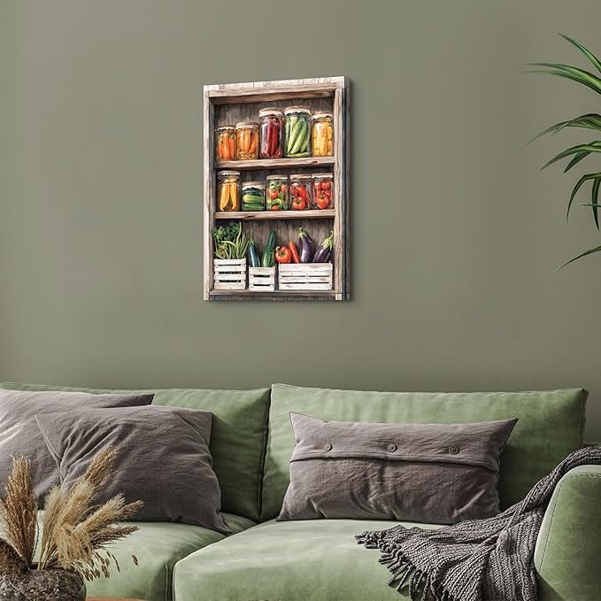 Mason Jar Canvas Wall Art Dining Room Wall Decor for Kitchen Farmhouse Spices Food Picture Prints Abstract Colorful Seasoning Herb Poster Painting Watercolor Frames Artwork Home Decorations 16x24"