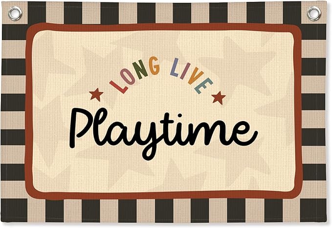 Long Live Playtime Banner Boy Room Decor, Banner Flag Nursery Playroom Wall Decor for Boys Bedroom Living Room Dorm Toddler Decorations Teen Boy Room Kid Banners Wall Hanging Linen Flag 30x20