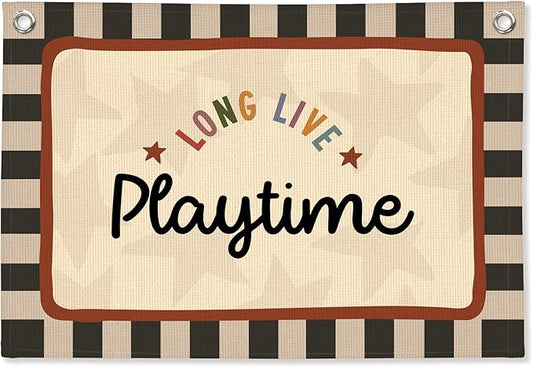 Long Live Playtime Banner Boy Room Decor, Banner Flag Nursery Playroom Wall Decor for Boys Bedroom Living Room Dorm Toddler Decorations Teen Boy Room Kid Banners Wall Hanging Linen Flag 30x20