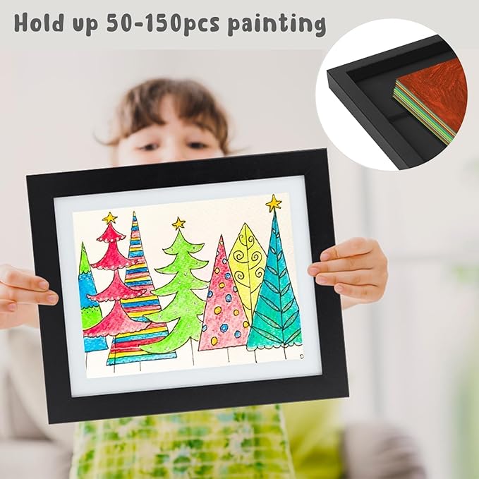 Golden State Art, 10x12.5 Kids Art Frames, Front-Opening Picture Frame Great for Kids Drawings, Artworks, Children Art Projects, Schoolwork, Home or Office (Black Set of 2)