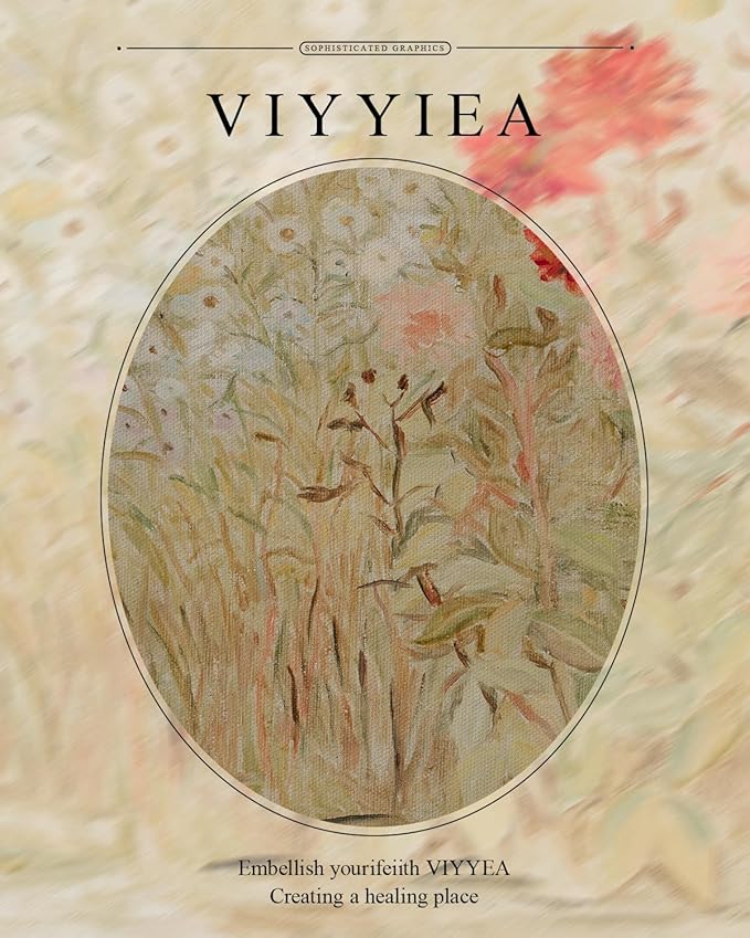 VIYYIEA Gold Framed Vintage Floral Garden Canvas Wall Art, Elegant Wall Decor for Living Room, Bedroom or Office - Modern Home Aesthetic | No-Glass Design, Lightweight Anti-Glare Finish | 11x14 Inch