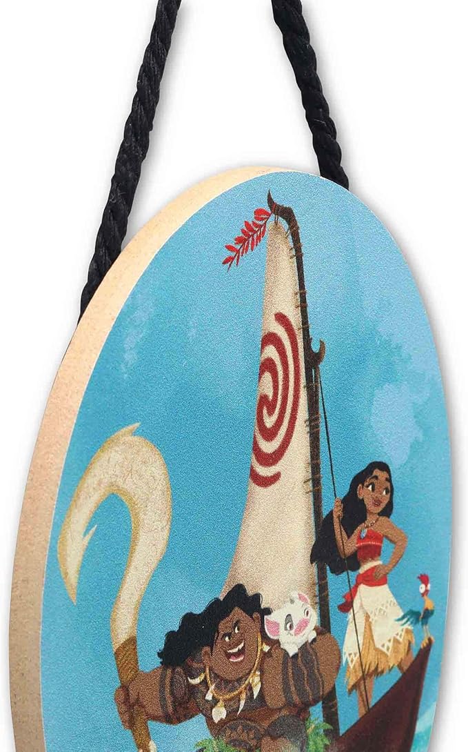 Disney Princess Moana Ocean Voyage Hanging Wood Wall Decor - Small Moana Wall Art for Bedroom or Play Room