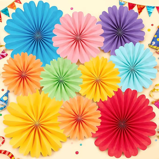 Easy Joy Paper Flowers Decorations for Wall 10 PCS Paper Fans Fiesta Party Decorations Mexican Party Decorations for Girl Classroom Groovy Birthday Baby Shower Wedding Room Wall Hanging Décor