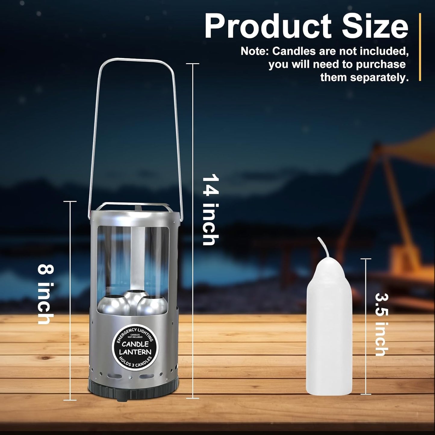 Candle Lantern, Camping Gear for Campers Use, Without Candles