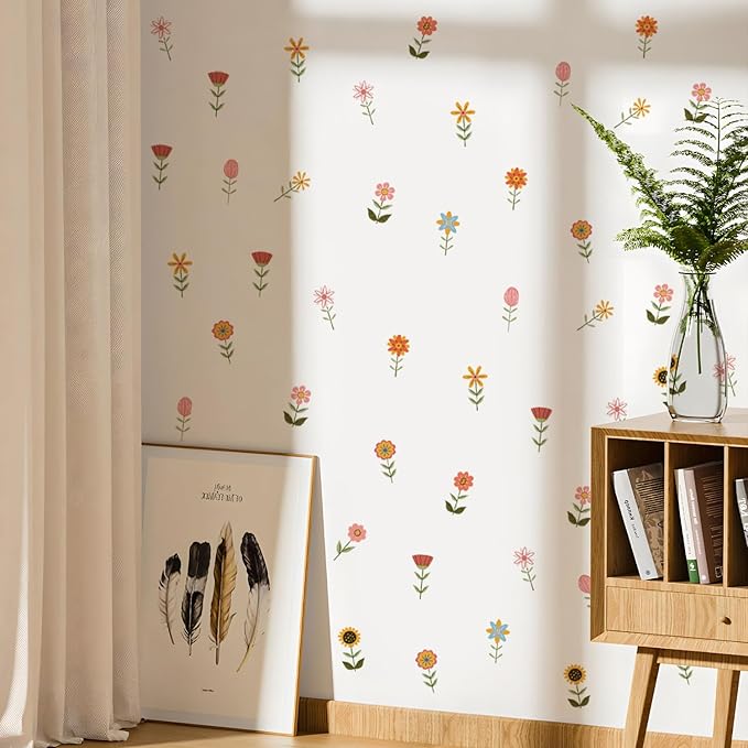 QUCHENG Nursery Wall Stickers Boho Kids Room Decor Girls Bedroom Removable Wall Decals Vinyl Murals DIY Cute Decorations 6 Sheets