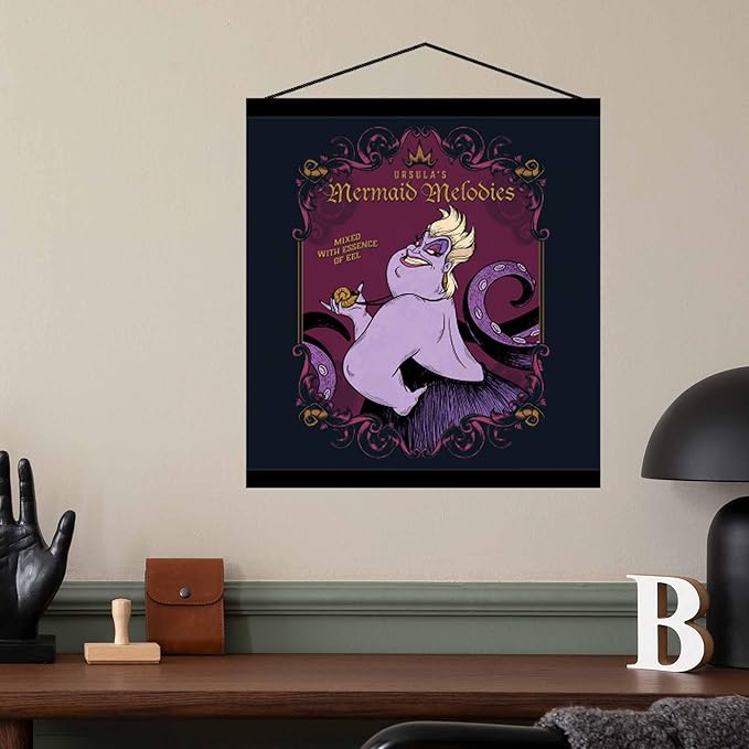 Open Road Brands Disney Villains Ursula Mermaid Melodies Hanging Canvas Banner - Fun Ursula Wall Decor for Movie Room or Bedroom
