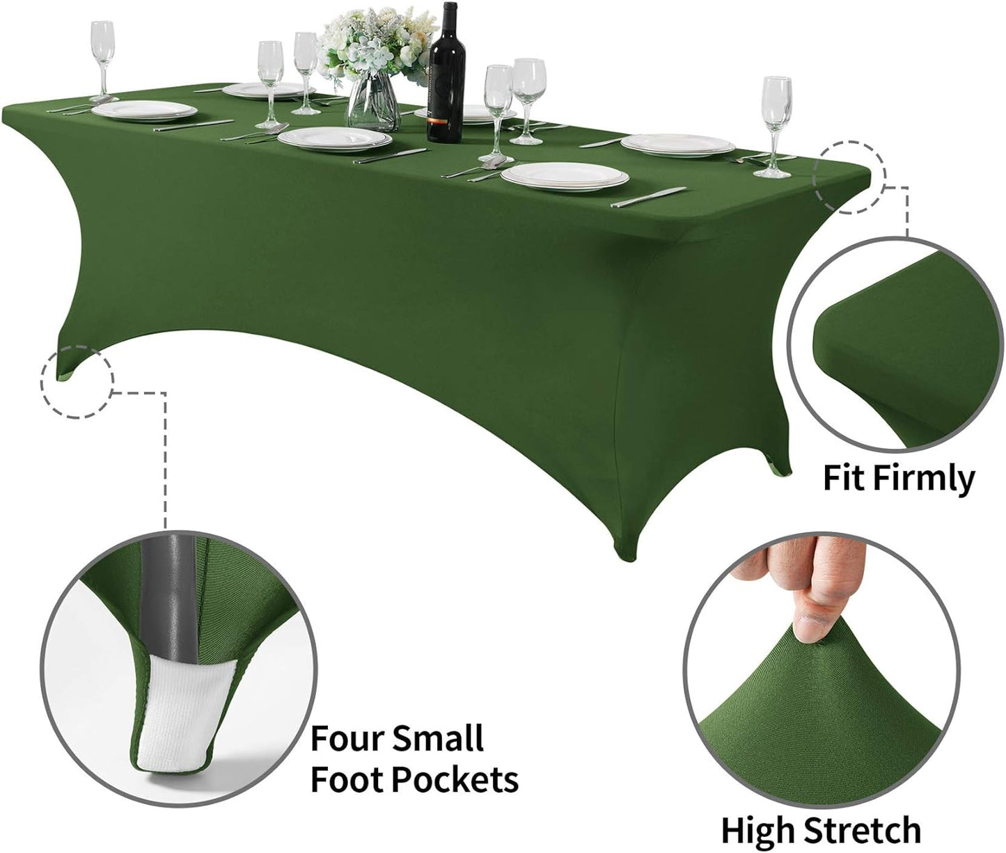 Spandex Table Cover for 8FT or 4ft or 6ft Table Universal Fitted Stretch Tablecloth for Party, Banquet, Wedding and Events-Willow