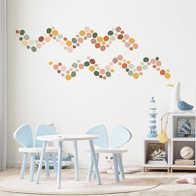 Epakh 296 Pcs Polka Dots Wall Decal Boho Rainbow Kids Playroom Wall Decor Gifts, Colorful Nursery Room Bedroom Classroom Watercolor Decal Art, Peel and Stick Modern Decor Sticker(Retro Colors)