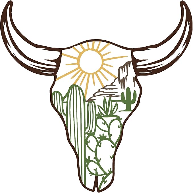 RESACO Cow Skull Metal Wall Art Western Wall Decor Western Bathroom Decorations Southwestern Decor Desert Wall Sculptures for Living Room Bedroom Indoor Outdoor (13in x 13in colorful)