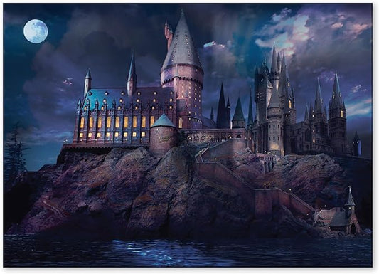 ConQuest Journals Harry Potter Hogwarts Castle at Night Backdrop Wall Banner, Large Photo Backdrop, Party Decoration, Wizarding World Room Decor, 5ft x 7ft (60'' x 84''), Officially Licensed