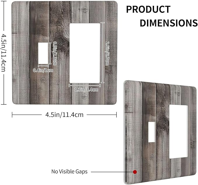 Outlet Covers Vintage Brown Gray Wood Texture 1 Toggle 1 Rocker Combination Decorative Wall Plate Electrical Switch Plates Light Switch Cover Plate For Farmhouse Cabin Decor