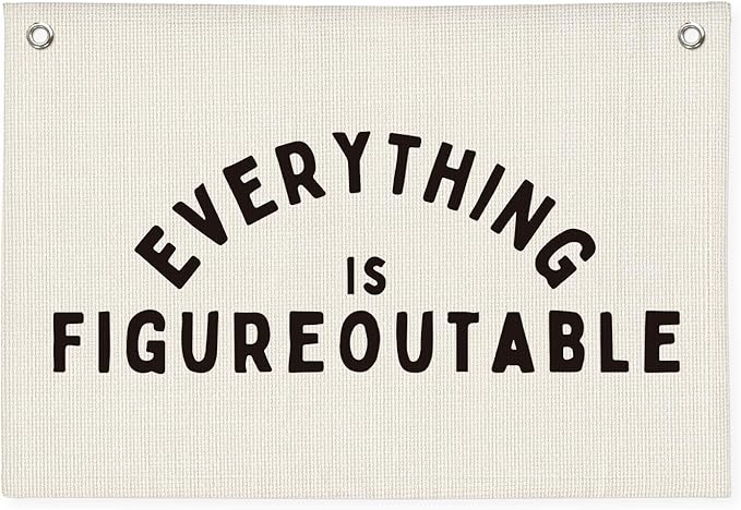 Everything is Figureoutable Inspirational Wall Decor, Office Motivational Wall Decor, Classroom Linen Canvas Banner Hanging Flag, 20x30 Inch