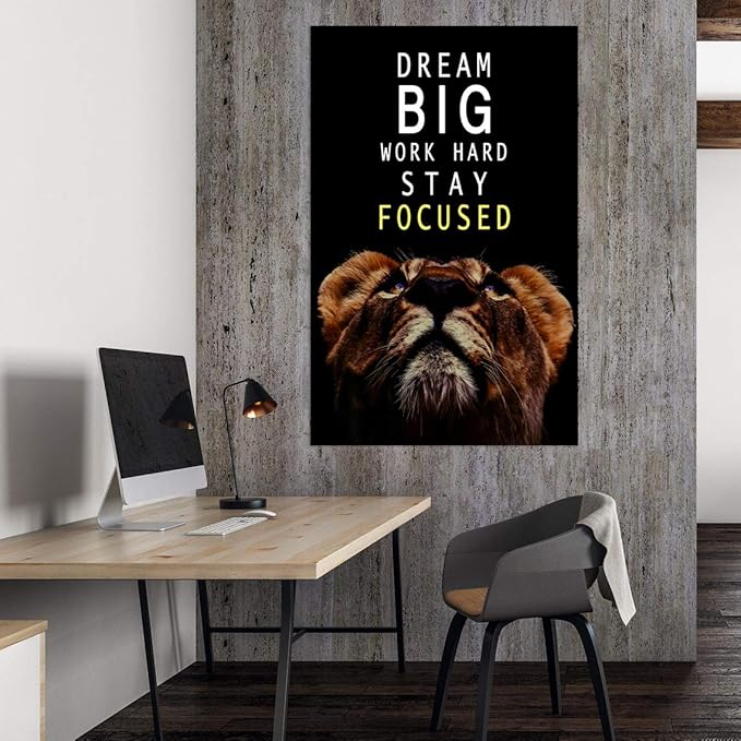 AMART SUN Dream Big and Work Hard • Motivational Print Canvas Wall Art • Inspirational Poster Artwork Modern Home Decor For Home,Office,Gym,Classroom Wall Decor Framed Ready to Hang