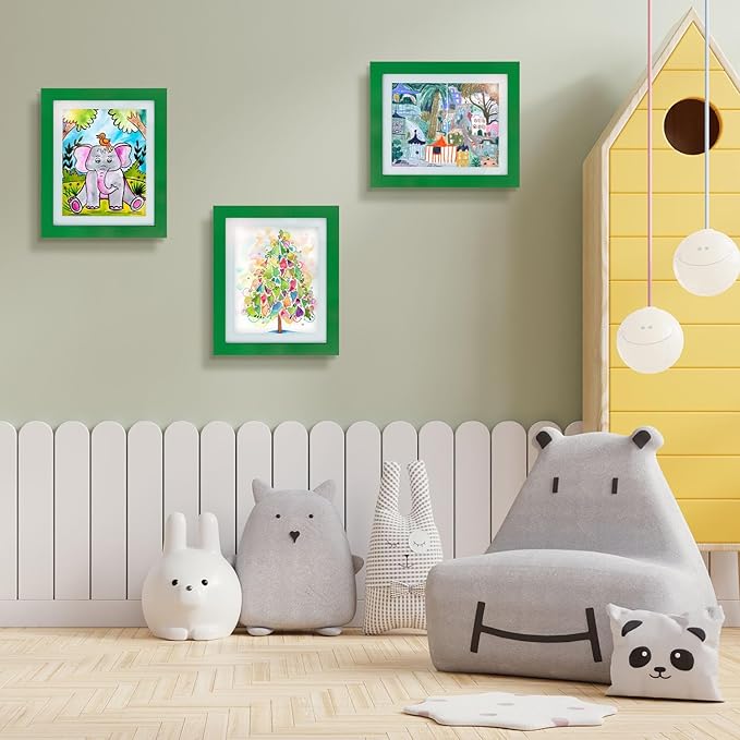 Golden State Art, 10x12.5 Kids Art Frames, Front-Opening Picture Frame Great for Kids Drawings, Artworks, Children Art Projects, Schoolwork, Home or Office (Green, Set of 2)