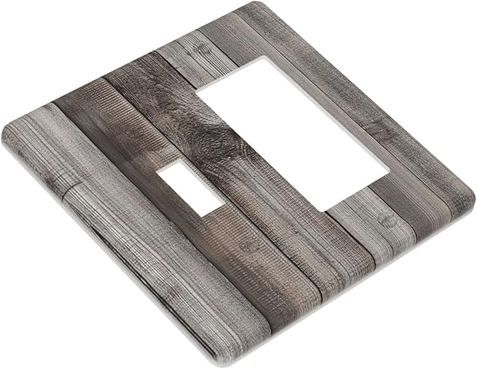 Outlet Covers Vintage Brown Gray Wood Texture 1 Toggle 1 Rocker Combination Decorative Wall Plate Electrical Switch Plates Light Switch Cover Plate For Farmhouse Cabin Decor