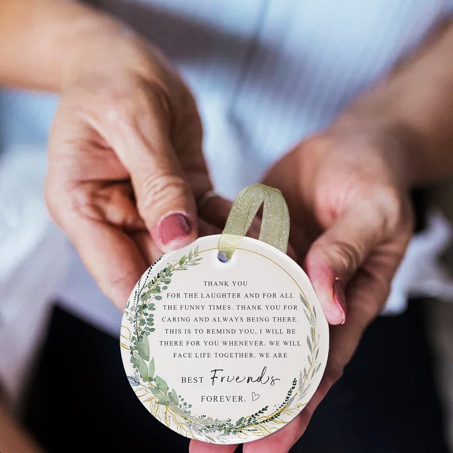 Friend Ornaments 2025 Best Friend Ornament Christmas Friendship Besties Forever Ornament Friends Tree for Graduate Best Friend Ever Double-Sided Printing Ceramic (2.9"