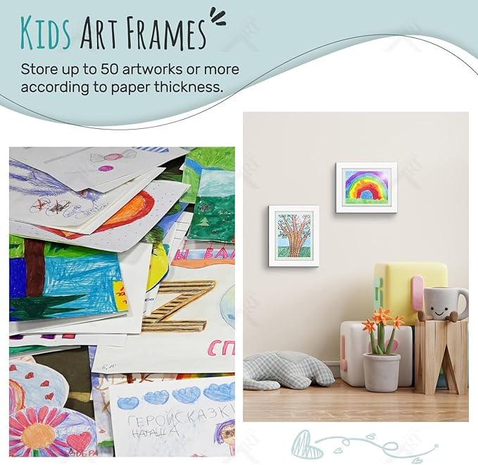 Golden State Art, 8.5x11 Kids Art Frames, Front-Opening Picture Frame Great for Kids Drawings, Artworks, Children Art Projects, Schoolwork, Home or Office (White, Set of 2)