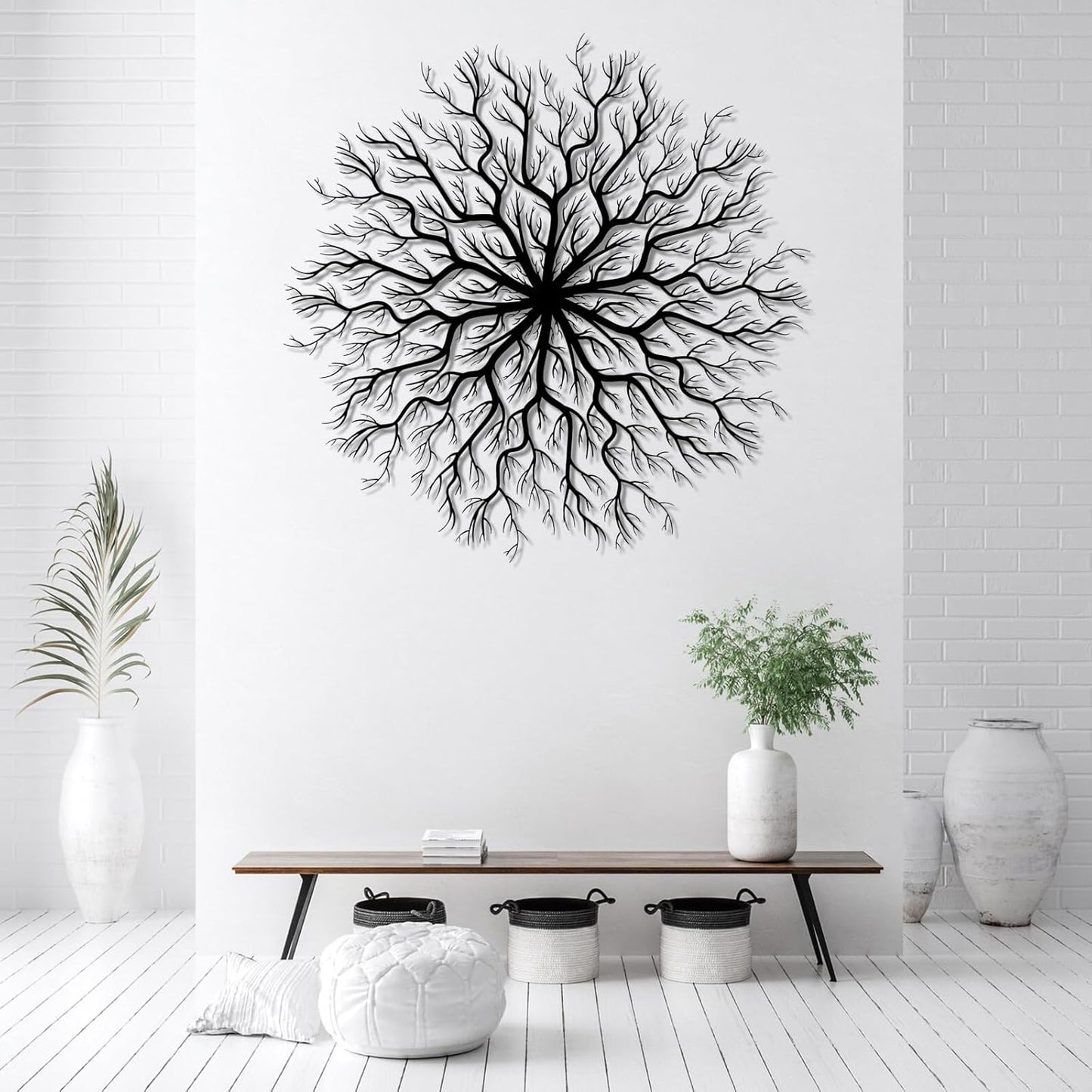 Tree of Life Metal Wall Art, Metal Tree Wall Art, Large Round Sculpture, Round Branch Wall Decor, Large Branch Artwork, Nature Sign, Wall Decor for Living Room, Housewarming Gift (Gold, 32"x32"|80x80cm)