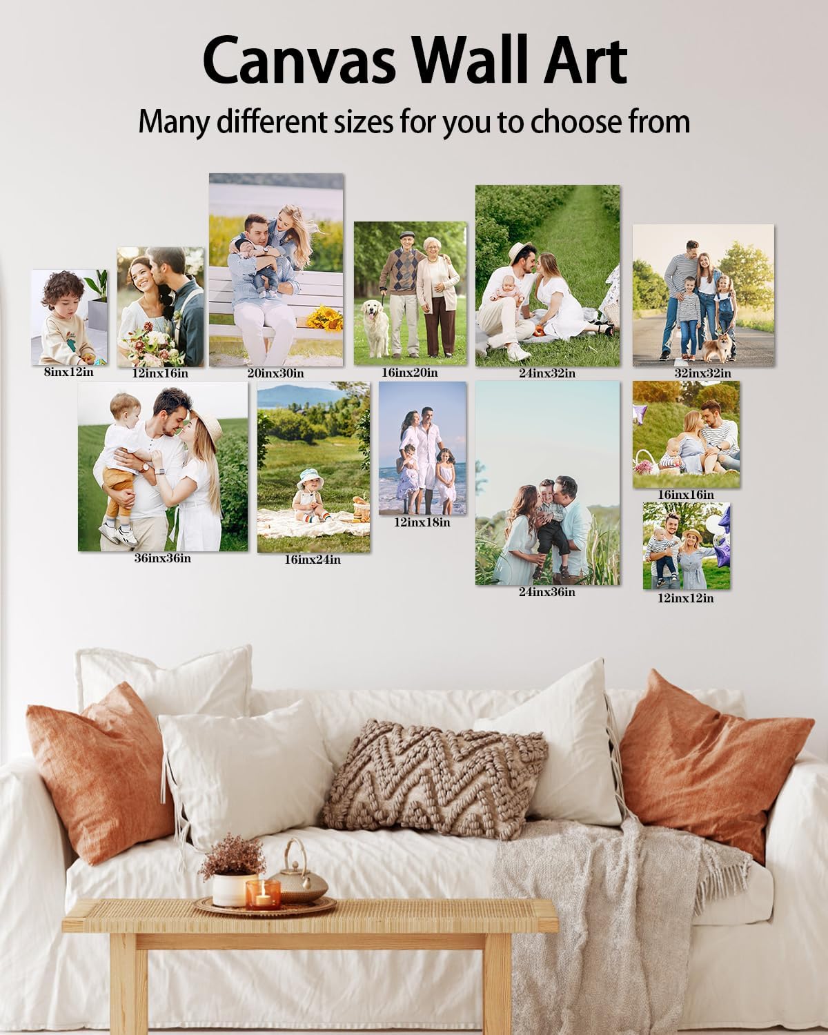Personalized Custom Canvas Wall Art, Custom Canvas Prints with Your Photos for Living Room, Bedroom, Wedding Pet Baby Family Photo Framed Wall Art, Customized Photo Gift for Family，Friend，Lover，Pet (32L" x 32W")