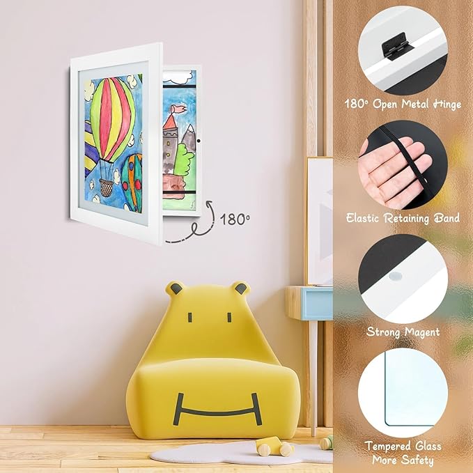 Golden State Art, 10x12.5 Kids Art Frames, Front-Opening, Great for Kids Drawings, Artworks, Children Art Projects, Schoolwork, Home or Office (White, Set of 4)