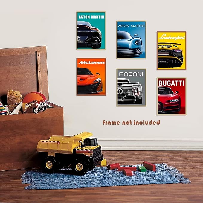 CSLGQGV Car Poster Vintage Racing Car Wall Art Supercar Canvas Prints Painting For Men Room Pictures Guys Dorm Room Aesthetics Decor Bedroom Office (Unframed,8×10inch,9pcs) Colorful car